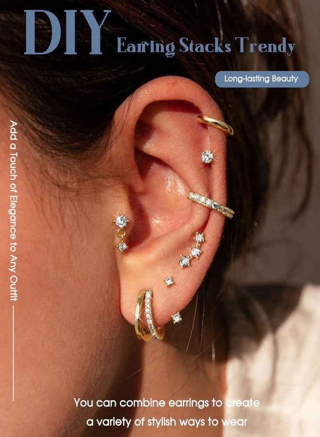 ADRAMATA Hypoallergenic Gold Earrings Stack for Women - 7Pairs Surgical Steel Small Huggie Hoop Stud Earrings Set Cartilage Jewelry Trendy Christmas Stocking Stuffer Gifts Stylish - Image 2