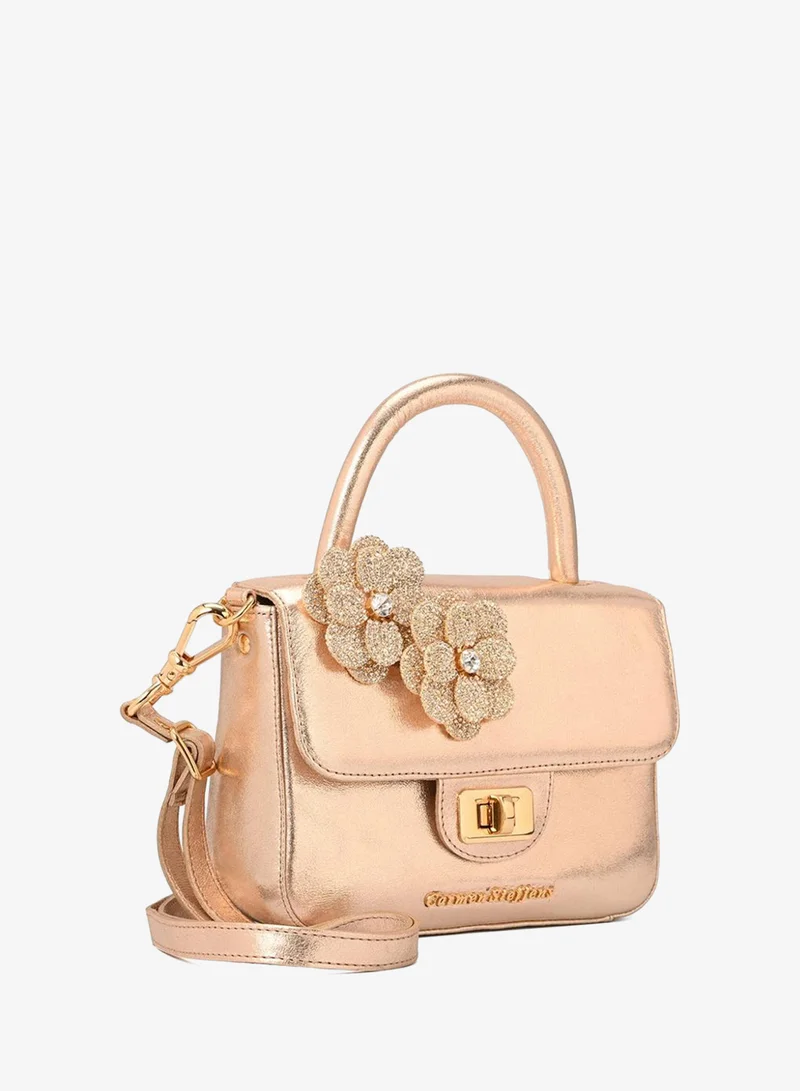 Top Handle Bag Flower Gold