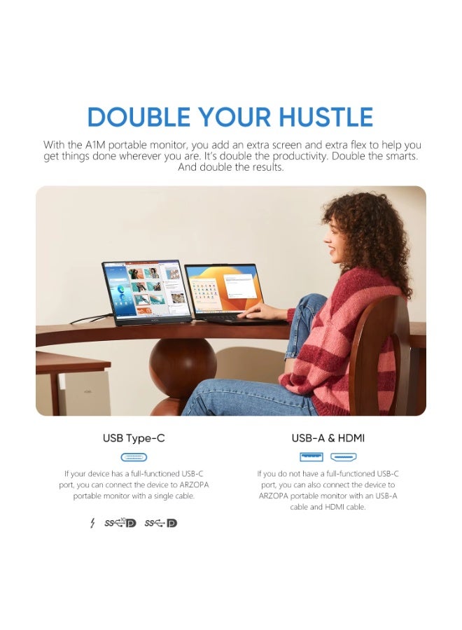 ARZOPA 14.0'' 1080P FHD IPS Portable Monitor with USB C HDMI External Second Screen for Mac,Laptop,PC,Switch,PS,Xbox - Image 3