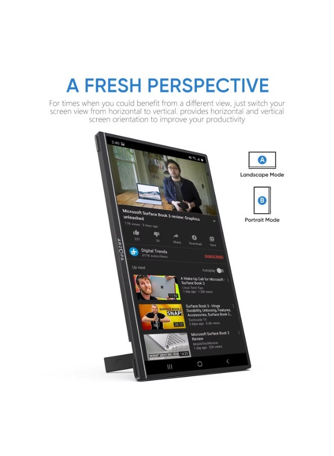 ARZOPA 14.0'' 1080P FHD IPS Portable Monitor with USB C HDMI External Second Screen for Mac,Laptop,PC,Switch,PS,Xbox - Image 4