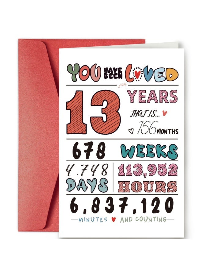 1pcs 13th Birthday Greeting Card – Elegant Floral Design, Premium Festive Invitation with Envelope - Image 1