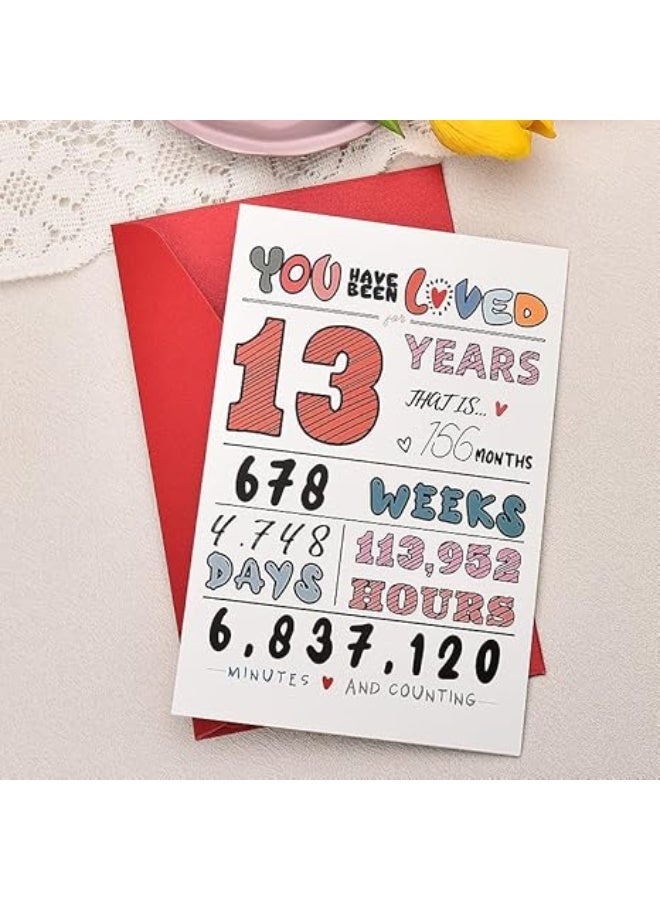 1pcs 13th Birthday Greeting Card – Elegant Floral Design, Premium Festive Invitation with Envelope - Image 3
