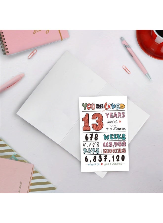 1pcs 13th Birthday Greeting Card – Elegant Floral Design, Premium Festive Invitation with Envelope - Image 2