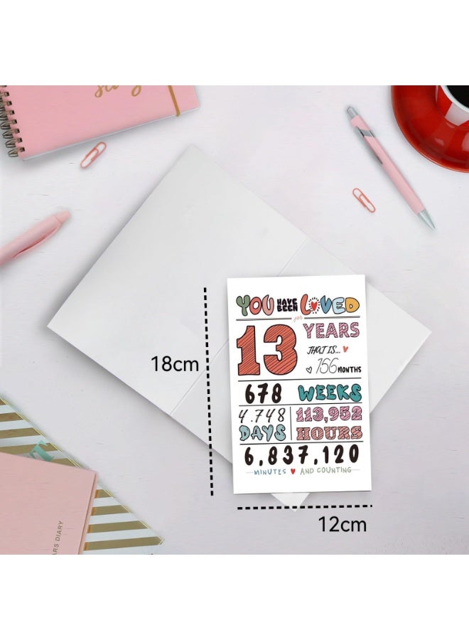1pcs 13th Birthday Greeting Card – Elegant Floral Design, Premium Festive Invitation with Envelope - Image 5