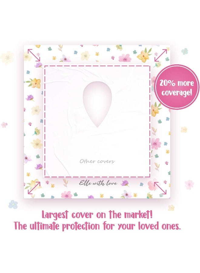 Eli with Love إيلي مع الحب 20 حزمة من أغطية مقاعد المرحاض القابلة للاستخدام مرة واحدة XL للأطفال والبالغين - أغطية مقاعد المرحاض القابلة للاستخدام مرة واحدة كبيرة الحجم - أغطية مقاعد المرحاض للسفر للأطفال والبالغين (مزهر) - Image 3