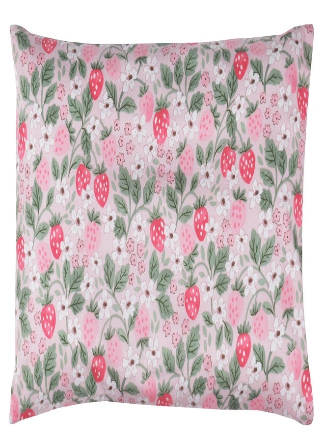 J-pinno Pink Strawberry Girls Cartoon Duvet Cover + Pillowcase Set, Zipper Closure, 100% Cotton, for Kids Crib Toddler Bedding Decoration Gift (Strawberry, Crib 47" X 59") - Image 4