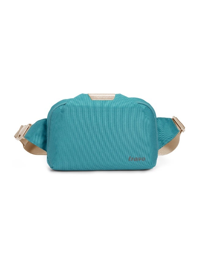 porodo TRAVO Waist Bag with Spacious Storage Design, Waterproof fabric, Adjustable shoulder strap, Multiple internal pockets, Back zipper pocket, Anti-theft design - Ocean Blue - Image 2