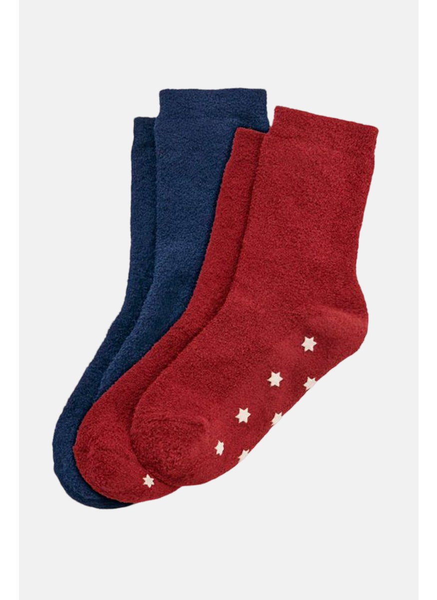 Tchibo - Kids Girls 2 Pairs Textured Cozy Socks, Navy - Image 1