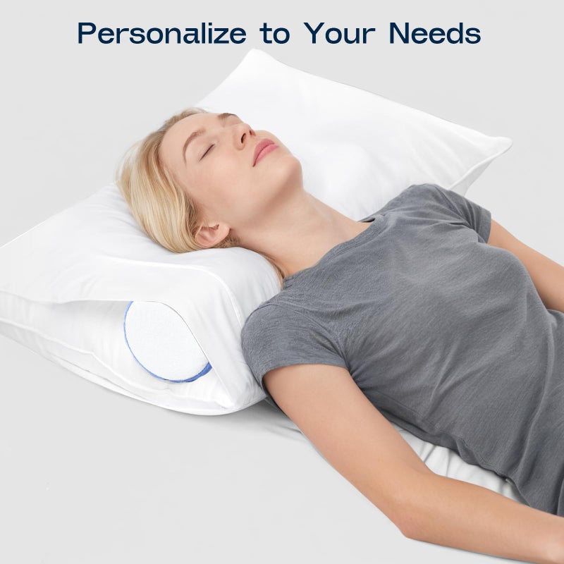 Forcanby Neck Roll Cervical Pillow for Neck Pain Relief - Memory Foam Neck Pillow for Bed, Round Neck Pillows for Sleeping, 15.7 * 6 * 6inch (Blue-White) - Image 3