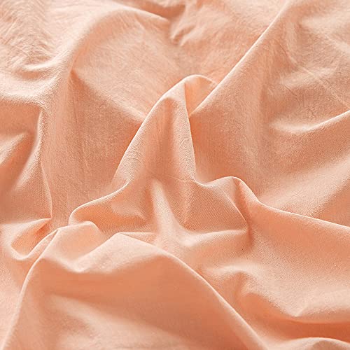 FACE TWO FACE Bedding Duvet Cover Set 3 Pieces 100% Washed Cotton Duvet Cover Linen Like Textured Breathable Durable Soft Comfy (King, Pink) - Image 4