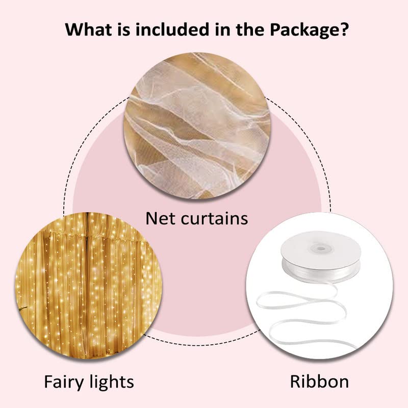 Selibration | Purple and White Combo Decoration Net Cloth for Outdoor Cabana Tent Decoration Backdrop for Birthday and Anniversary Surprise Decoration | 2 Cloth Pieces 6 Meter Each with 30m LED Light - Image 5