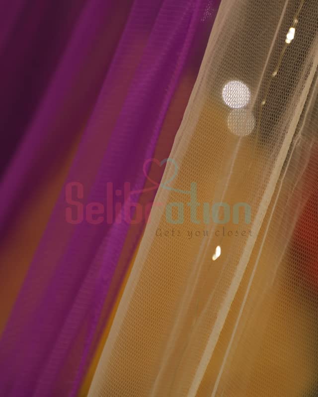 Selibration | Purple and White Combo Decoration Net Cloth for Outdoor Cabana Tent Decoration Backdrop for Birthday and Anniversary Surprise Decoration | 2 Cloth Pieces 6 Meter Each with 30m LED Light - Image 4