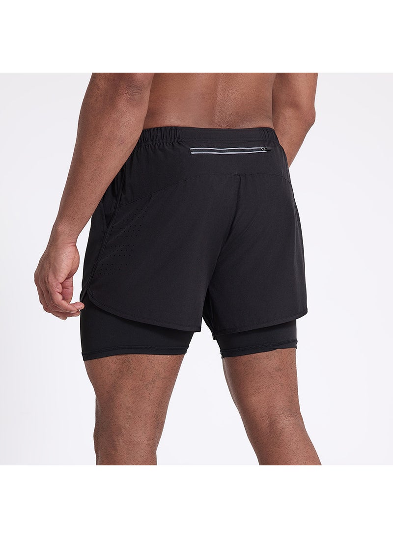 Generic New Mens Running Shorts with Inner Lining Black 