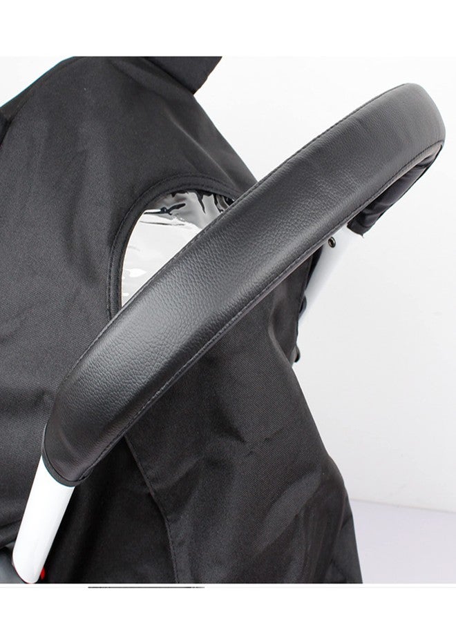 LLUFO Stroller Handle Cover,Handle Sleeve Cover, Grip Bar, Replacement, Compatible with BBZ Yoya Stroller Armrest Bumper Bar Accessories Zipper Open Vegan Leather - Black - Image 5