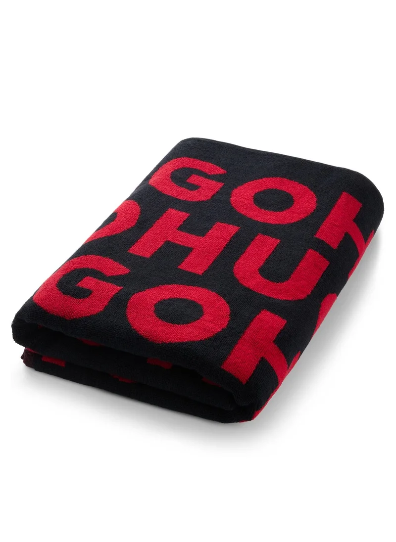 هوجو Cotton-terry beach towel with logo pattern
