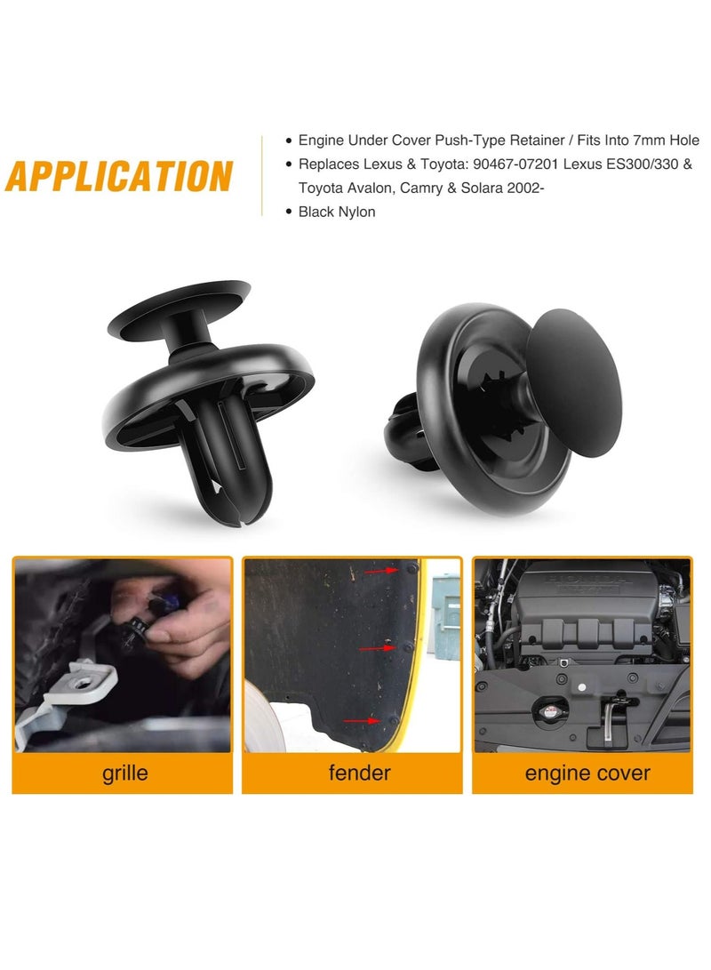 Bukela Engine Under Cover Push-Type Retainer Lexus & Toyota Clips 90467-07201 OEM Replacement Fasteners - 50PCS  - Image 5