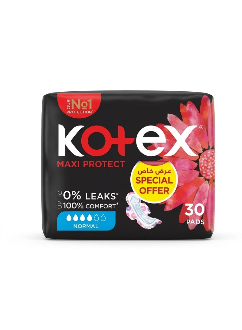Maxi Protect Thick Pads, Anti-Leak Maxi Thick Pads with Wings, Super Size Sanitary Pads, Super 30 Pads