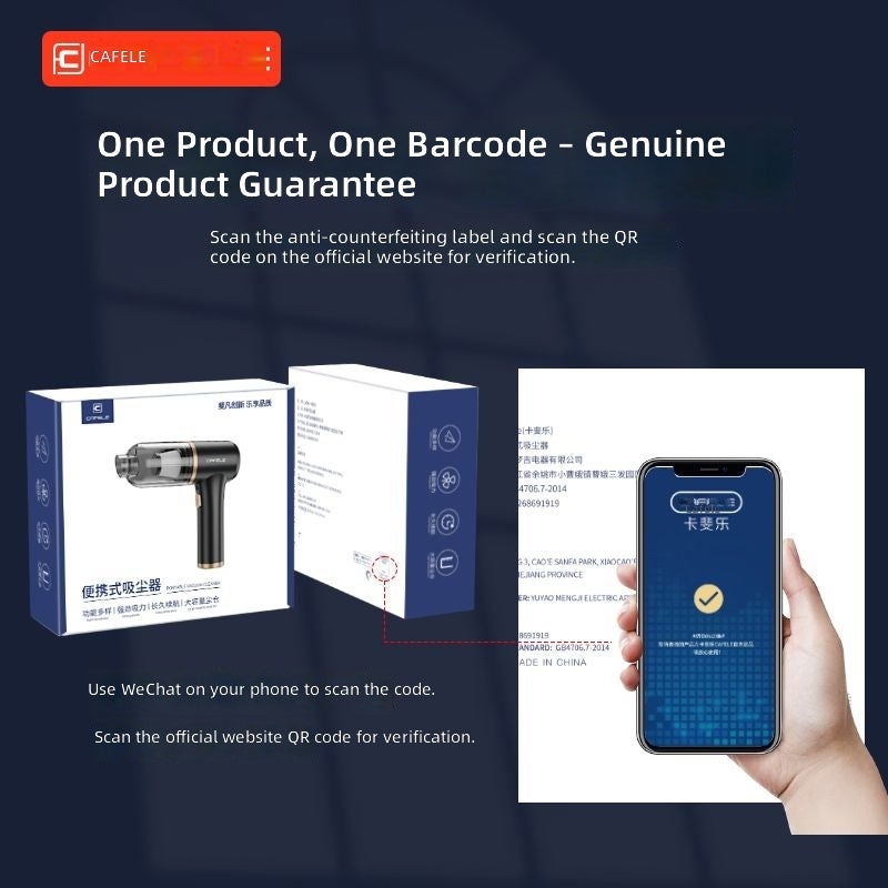 Cafele Wireless Car Vacuum Cleaner - Powerful, Compact & Rechargeable - Image 4