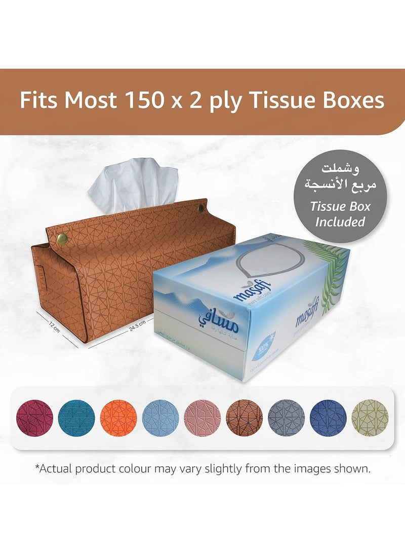 LeArt Leather Tissue Box Holder – Tissue Box Holder for Home Decorations for Living Room, Bedroom and Office | Tissue Box Cover | Car Tissue Holder | Tissue Box Cover for Car (Caramel Debossed) - Image 5
