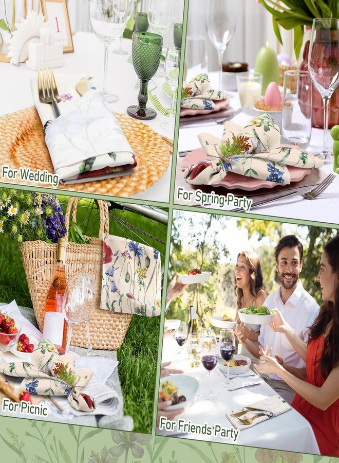FuWeave Set of 12 Spring Butterfly Cloth Napkins 20'' x 20'' Washable Decorative Dinner Cocktail Floral Napkins Tea Party Decor for Summer Bridal Shower Birthday Wedding Kitchen Easter Day Supplies - Image 5