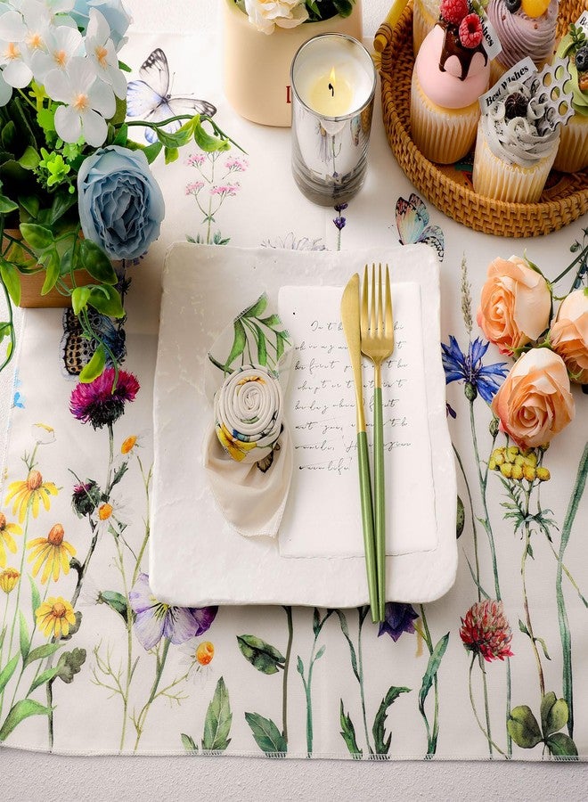 FuWeave Set of 12 Spring Butterfly Cloth Napkins 20'' x 20'' Washable Decorative Dinner Cocktail Floral Napkins Tea Party Decor for Summer Bridal Shower Birthday Wedding Kitchen Easter Day Supplies - Image 4