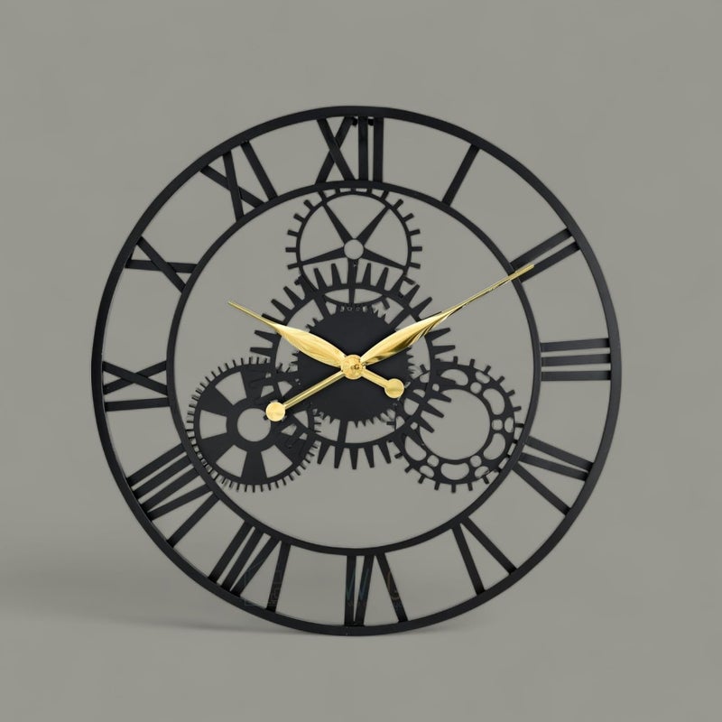 Artisans Bazar Decorative Wall ClockMetal Wall ClockWall Watch Big Size for Living RoomBedroomOffice DecorationFixed NonMoving Gears 24 Inches - Image 2