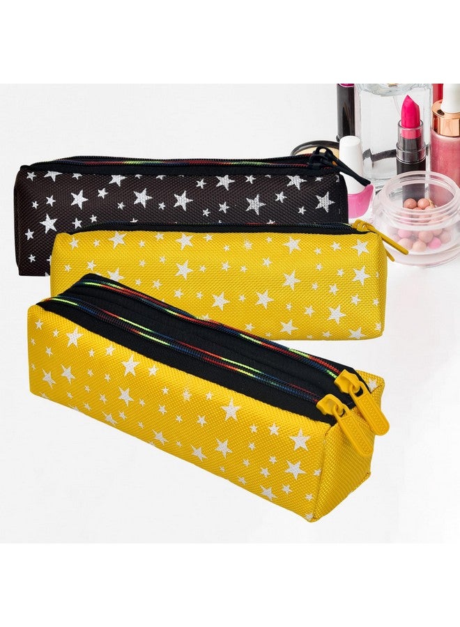 Hearts Makeup Pouch|Rexine Cosmetic Pouch|Jewellery Utility Pouch|Toiletry Pouch For Girls|Travel Makeup Pouch For Girls|Storage Makeup Bag|Star Makeup Pouch|Pack Of 3|Multi - Image 1