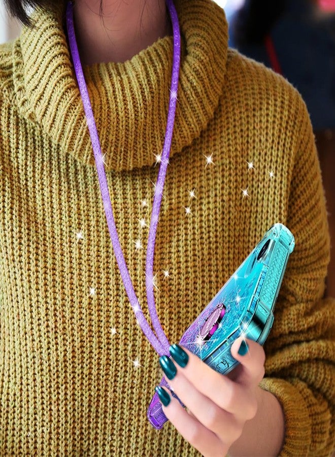 Silverback for iPhone 16e Case with Stand, Moving Liquid Holographic Sparkle Glitter Case with Kickstand, Girls Women Bling Diamond Ring Protective Cover - Purple - Image 5