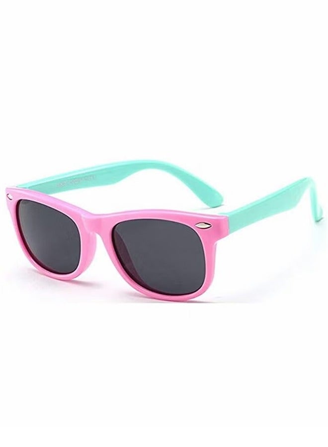 Kids Sunglasses, Rubber Flexible Frame Sunglasses Toddler Eyewears, Polarized Sunglasses, Neon Sunglasses for Kids Boys Girls of 3-10 Years Old, Birthday Party Beach Pool Supplies, Pink Green