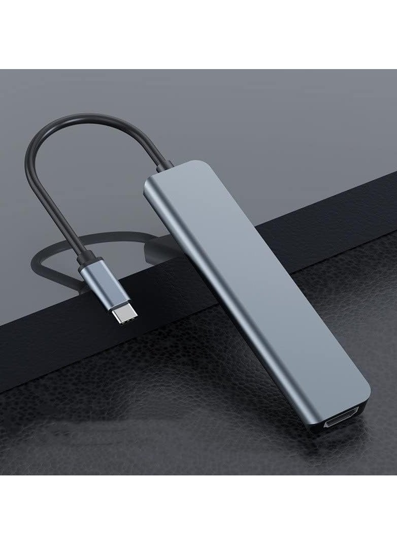 "W18 Type C Hub with 3 USB Ports, HDMI Output, 3D/TF Card Reader - USB-C Adapter for Expanded Connectivity"
