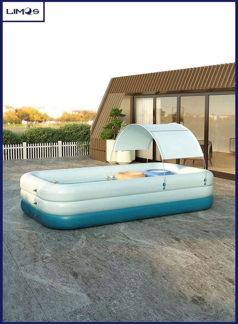 LIMOS Inflatable Swimming Pool with Sun Shade Automatic Family Pool for Kids & Adults - Image 1