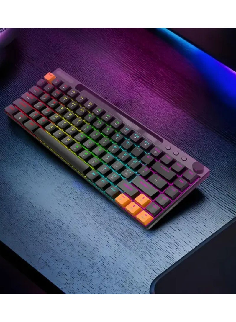 porodo 84 Keys Mechanical Gaming Keyboard, 23 Blacklight Modes, Smooth Clicks, Keys, Compatible with Mac & Windows, Volume/Mute Knob - Black - Image 4