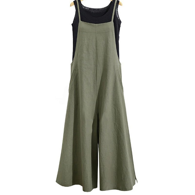 9009*EBAY hot foreign trade European and American women's clothing loose one-piece wide-leg pants casual one-piece pants Navy L - Image 1