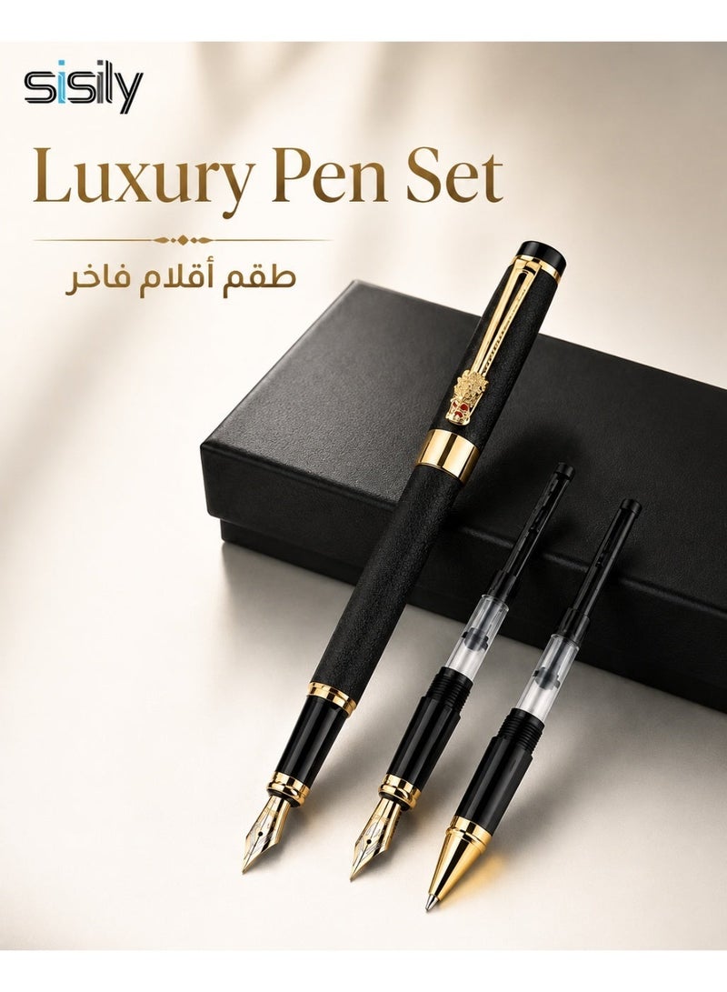 Sisily Fountain Pen Set With 3 Replaceable Nibs 0.7 0.5 0.38 Metal Body Refillable Writing Pen With Converter For Calligraphy Office Study And Gift - Image 1