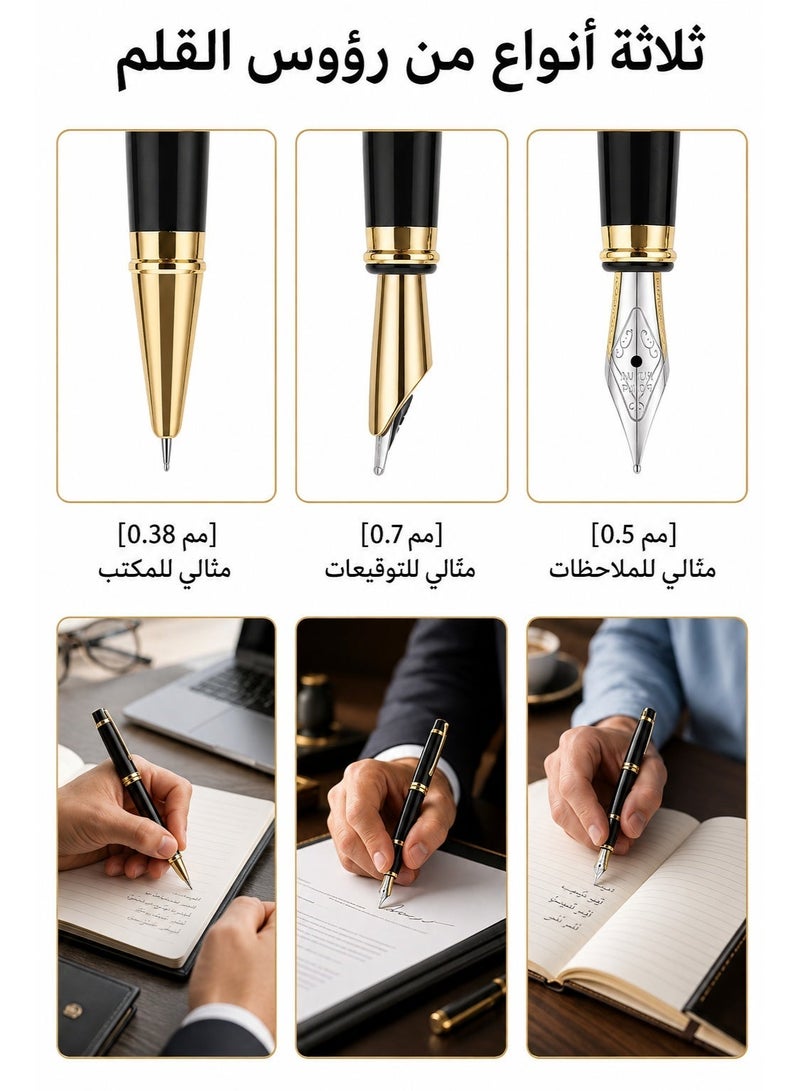 Sisily Fountain Pen Set With 3 Replaceable Nibs 0.7 0.5 0.38 Metal Body Refillable Writing Pen With Converter For Calligraphy Office Study And Gift - Image 2