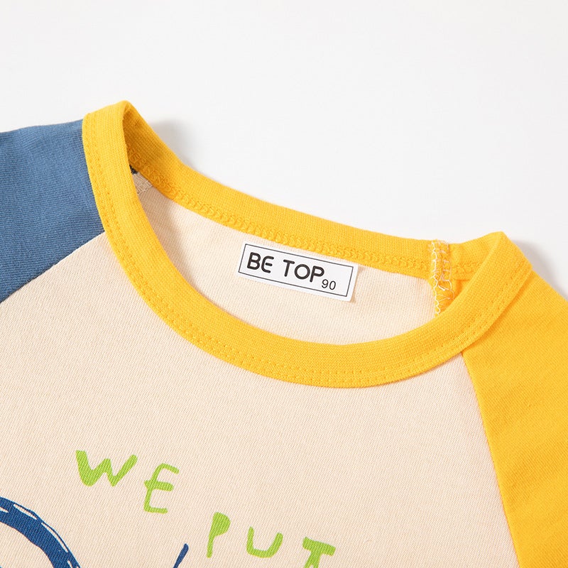 Children'S Long-Sleeved T-Shirt Pure Cotton Color Matching Fashionable Cartoon Korean Style Western Style Bottoming Shirt Fashionable One-Piece Delivery - Image 5