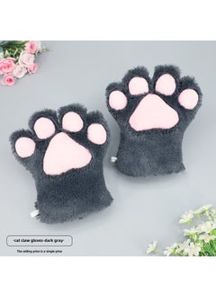 Generic Cute Kawaii Plush Cosplay Cat Paw Gloves Dark gray (single) 