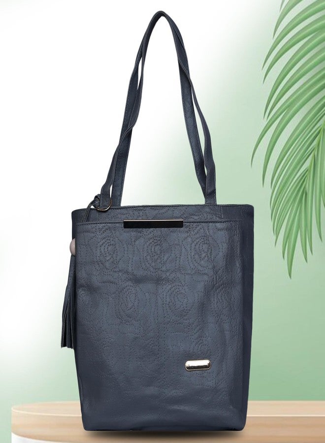 Dcozi Stylish and Fashionable PU Leather Grey Handbag For Women & Girls - TB04_Grey (Shoulder & Tote Bag) - Image 2