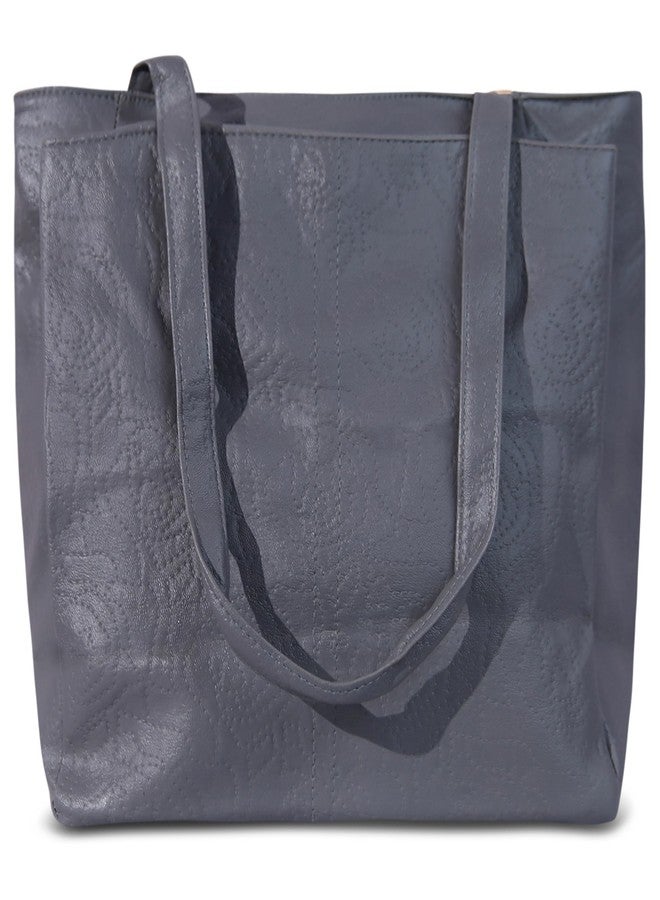 Dcozi Stylish and Fashionable PU Leather Grey Handbag For Women & Girls - TB04_Grey (Shoulder & Tote Bag) - Image 3