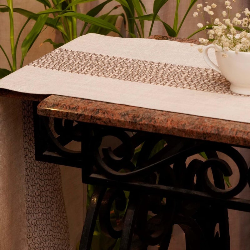 ZEBA World 100% Cotton Embroidered Beige Table Runner – Elegant & Durable Dining Table Runner for 4 Seater / 6 Seater, Perfect for Living Room and Dining Room, 30 cm x 210 cm | 12 inches x 84 inches - Image 3