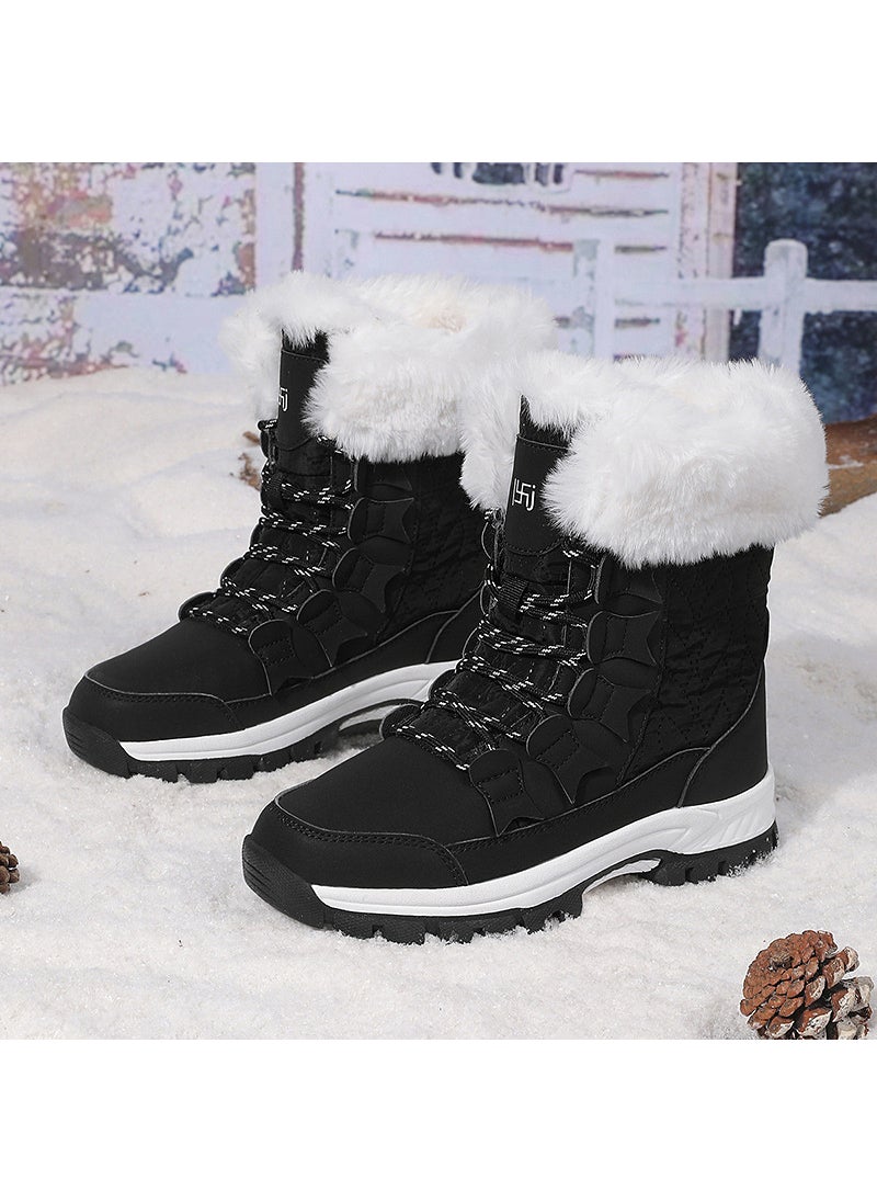 Generic Kids Outdoor Fleece-Lined Snow Boots Warm Non-Slip Casual Cotton Boots For Boys And Girls New Arrival Winter Special Edition Black [snow boots] 