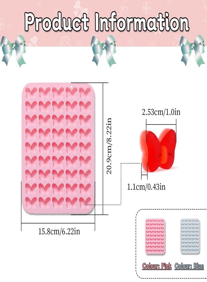 MaehSab 2 Pack Bow Molds Silicone, MaehSab 45 Cavity Non-Stick Cartoon Butterfly Tie Gummy Molds for Chocolate, Candy, Jelly, Ice Cube, DIY Baking, Handmade Soap, Cupcake Topper - Image 2