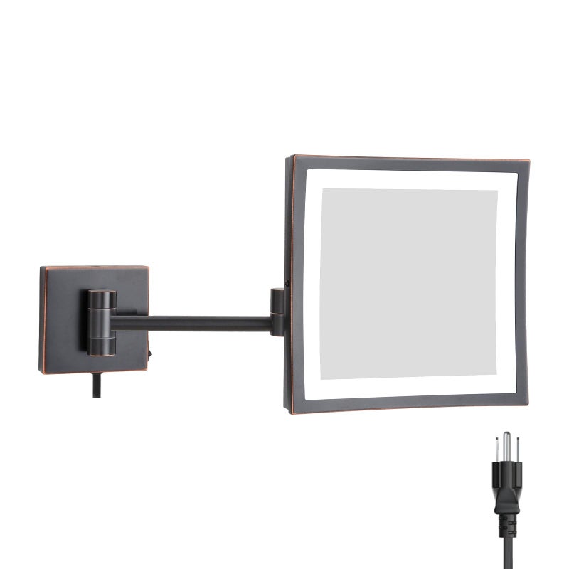 DOWRY DOWRY LED Lighted 5X Magnifying Makeup Mirror with Plug8Inch Polished Oil Rubbed Bronze Finished Dowry1802D8x5