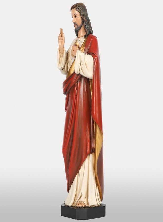 BC BUILDCLASSIC BC Catholic Sacred Heart of Jesus Statue, 14.75" H Jesus Christ Catholic Figurine, Religious Gift, Handpainted by Buildclassic - Image 3