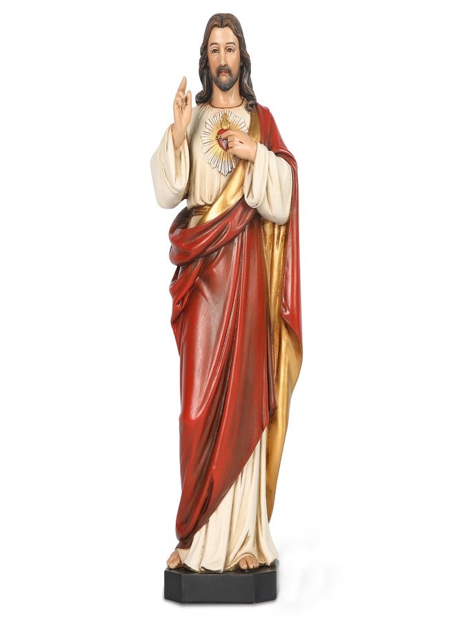 BC BUILDCLASSIC BC Catholic Sacred Heart of Jesus Statue, 14.75" H Jesus Christ Catholic Figurine, Religious Gift, Handpainted by Buildclassic - Image 1