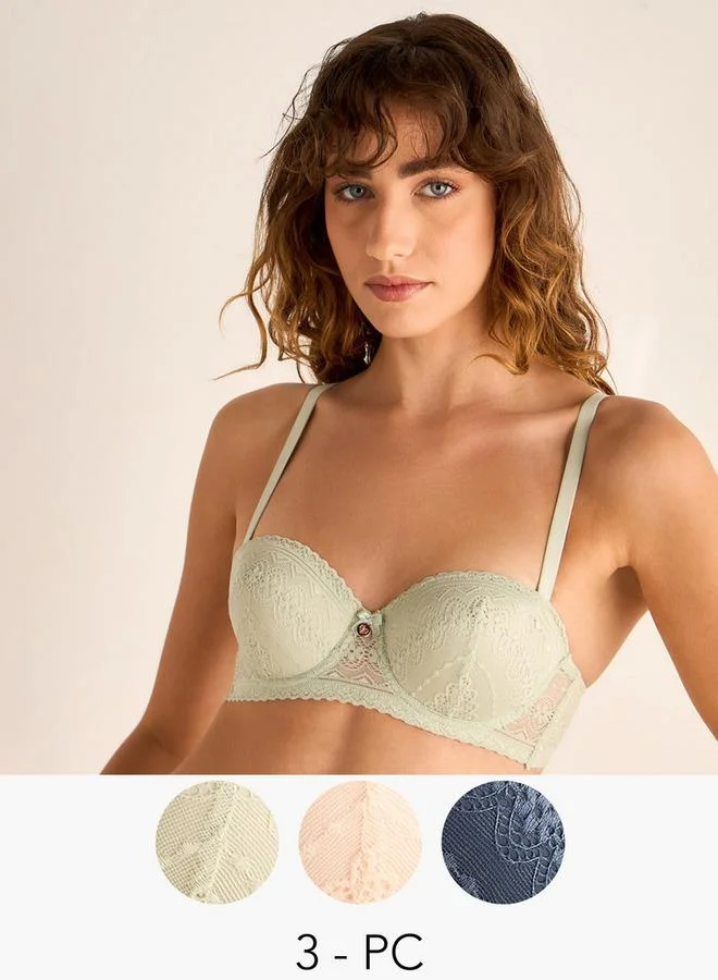 سبلاش فيڤ طقم حمالات صدر دانتيل بتصميم بالكونيت من  قطع