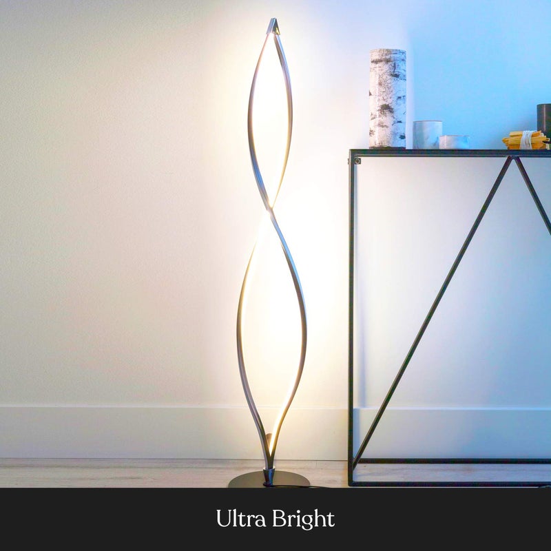 Brightech Twist Floor Lamp, Bright Tall Lamp for Offices, Modern LED Spiral Lamp for Living Rooms, Dimmable Standing Lamp with Sturdy Base for Bedroom Reading, Great Living Room Decor - Black - Image 3