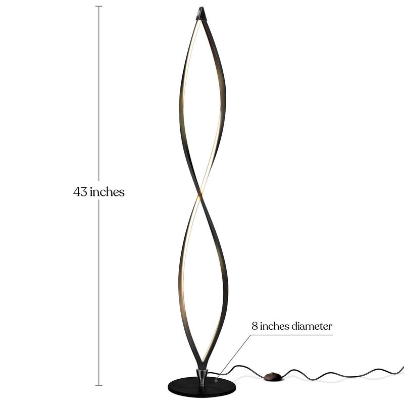 Brightech Twist Floor Lamp, Bright Tall Lamp for Offices, Modern LED Spiral Lamp for Living Rooms, Dimmable Standing Lamp with Sturdy Base for Bedroom Reading, Great Living Room Decor - Black - Image 2