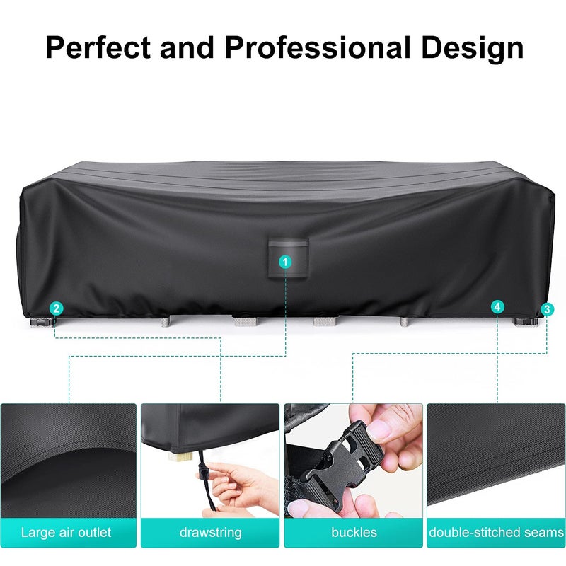 BROSYDA Patio Furniture Covers, Heavy Duty Outdoor Furniture Cover Waterproof, Sectional Sofa Set Covers Table and Chair Set Cover 108" L Ã— 82" W Ã— 28" H - Image 5