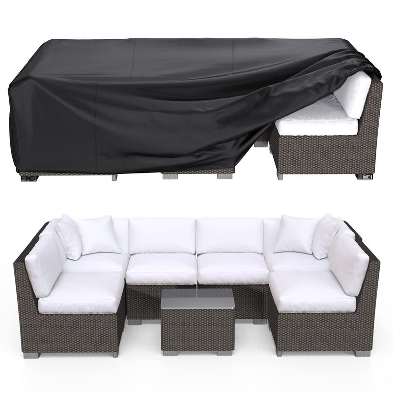 BROSYDA Patio Furniture Covers, Heavy Duty Outdoor Furniture Cover Waterproof, Sectional Sofa Set Covers Table and Chair Set Cover 108" L Ã— 82" W Ã— 28" H - Image 1